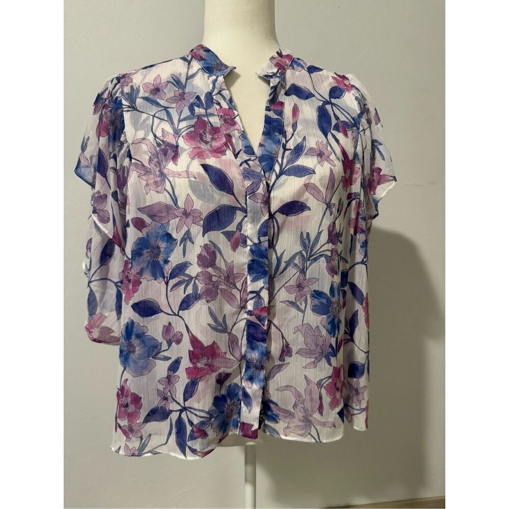 Misa Livia floral metallic top L